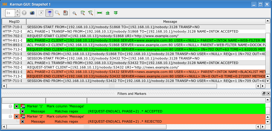 A log of blacklist usage in the HTTP proxy