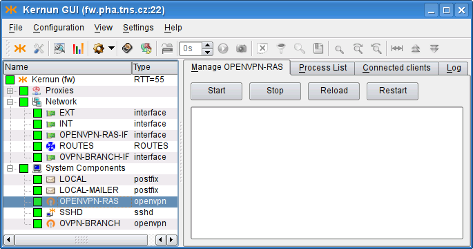 OpenVPN components in a GKAT window