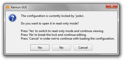 Configuration already locked by other user