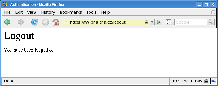 The logout confirmation message of the HTTP authentication proxy