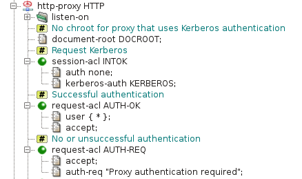 Kerberos authentication — section http-proxy
