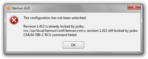 Configuration unlock failed