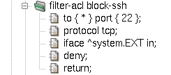 A blocking packet filter rule with return